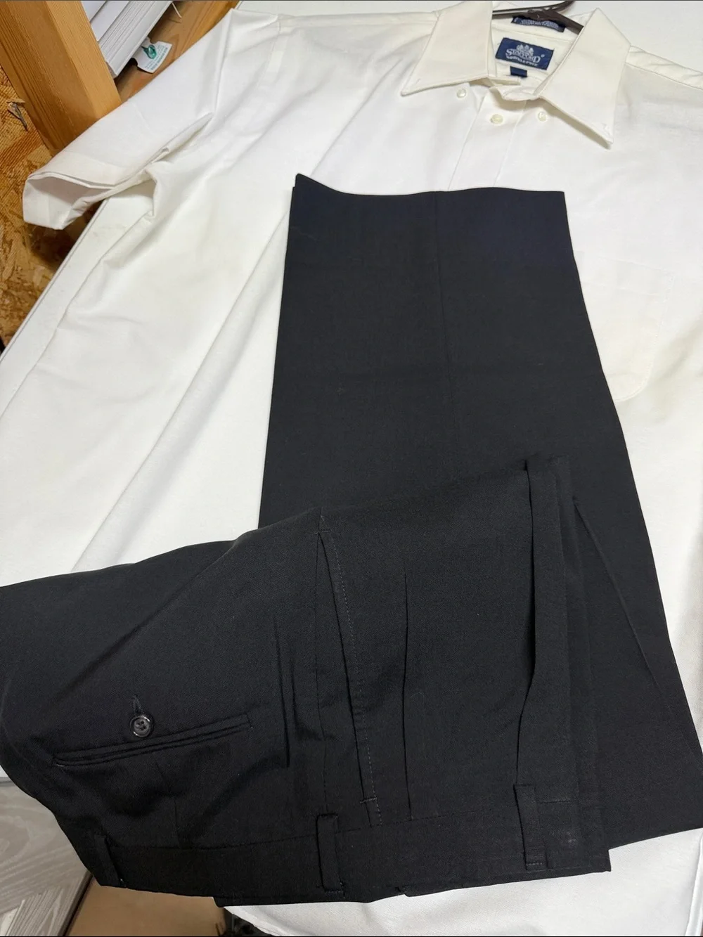 Stafford (16.5) White Shirt l/Hart Schaffner Marx Black Dress Pants(38/29)#100